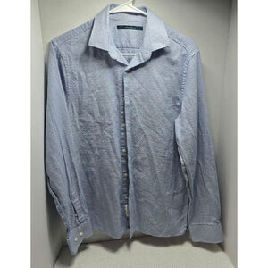 Men's Perry Ellis Blue White Patterned Casual Button Down Shirt S